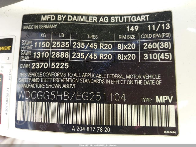 WDCGG5HB7EG251104 Mercedes-Benz 2014