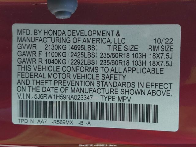 2022 HONDA CR-V 5J6RW1H59NA023347 Photo 8