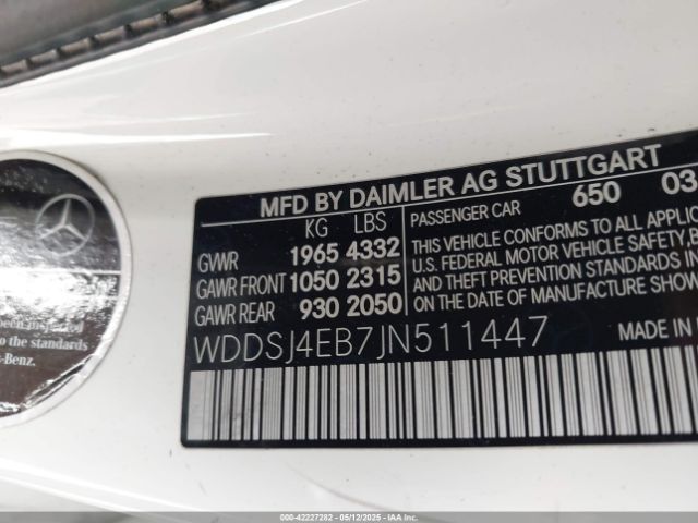 WDDSJ4EB7JN511447 Mercedes-Benz CLA 250
