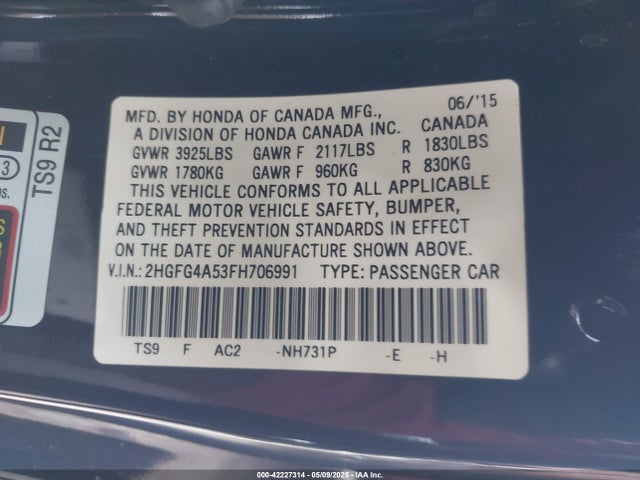 2HGFG4A53FH706991 Honda k24z7