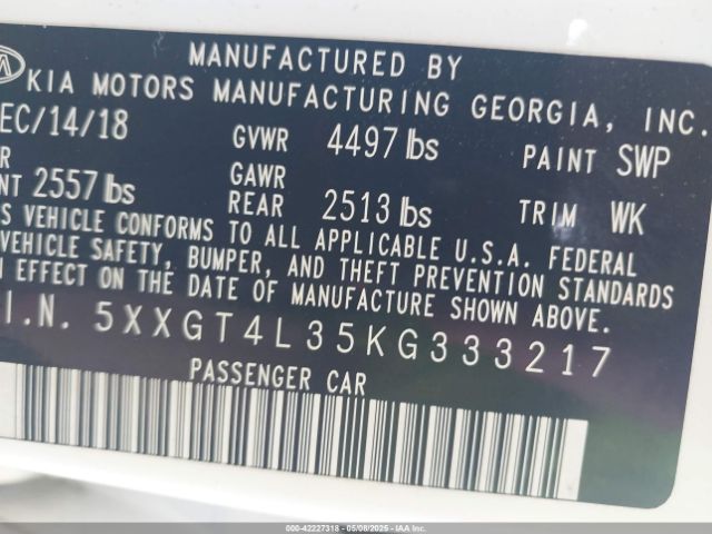 5XXGT4L35KG333217 KIA Optima S