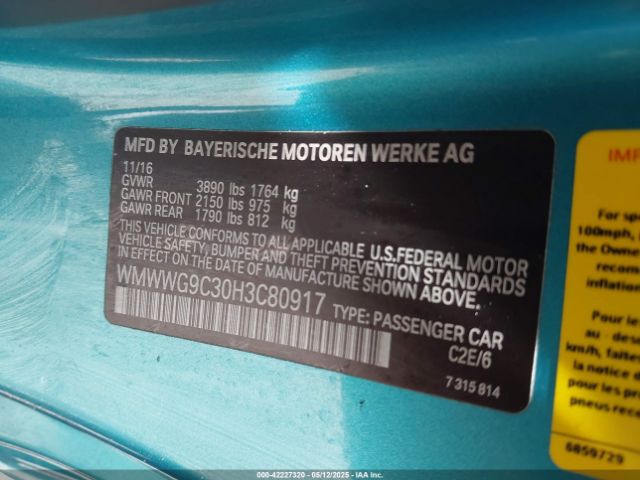 WMWWG9C30H3C80917 Mini Convertible Cooper S
