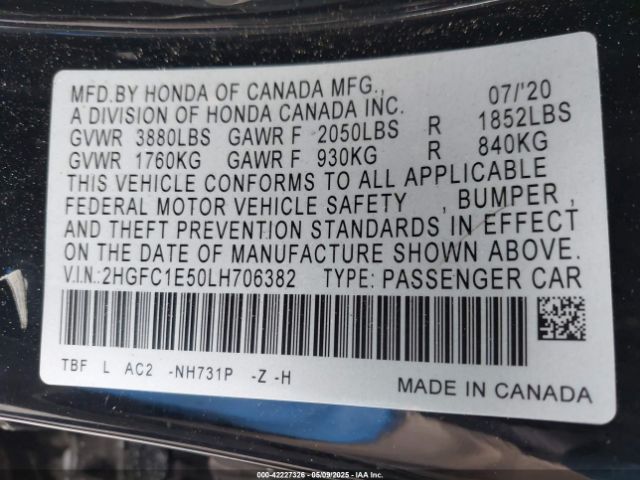 2HGFC1E50LH706382 Honda CIVIC SI SEDAN