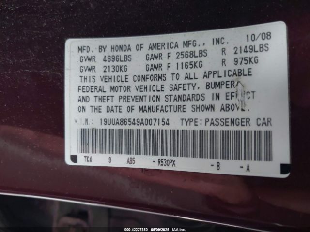 2009 ACURA TL 19UUA86549A007154 Photo 8