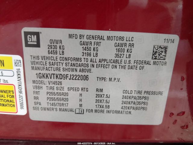 1GKKVTKD9FJ222006 GMC Acadia Denali