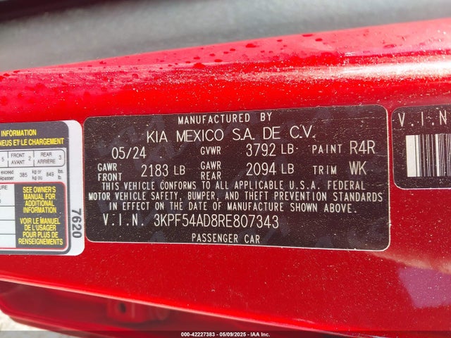 3KPF54AD8RE807343 KIA mpi nu
