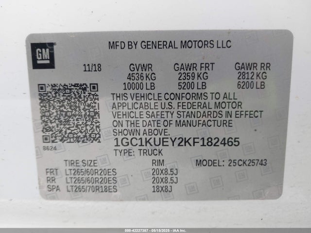 1GC1KUEY2KF182465 Chevrolet Silverado 2500hd High Country