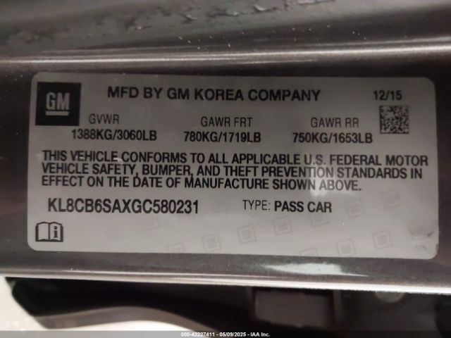 2016 CHEVROLET SPARK KL8CB6SAXGC580231 Photo 8
