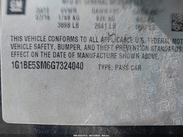1G1BE5SM6G7324040 Chevrolet Cruze Lt Auto