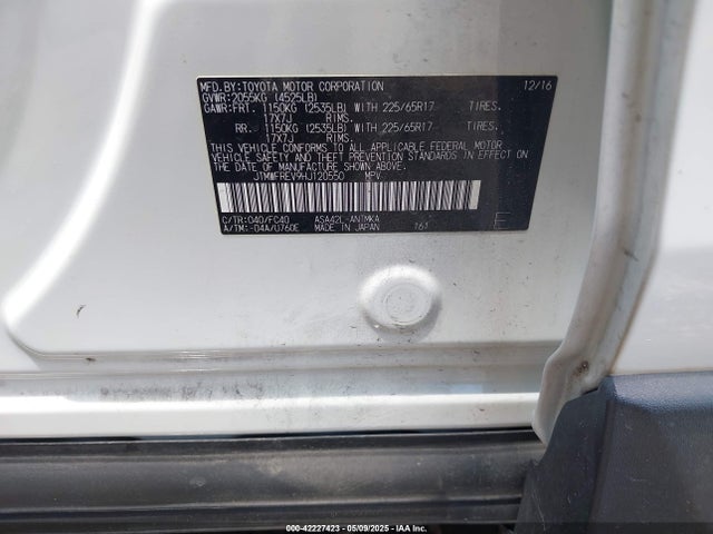 JTMWFREV9HJ120550 Toyota 2ar-fe