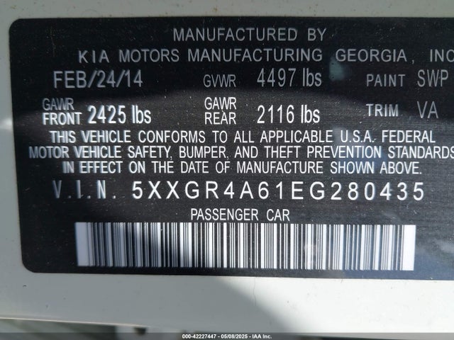 KIA dohc t-gdi theta-ii 2014 5XXGR4A61EG280435 Image 9