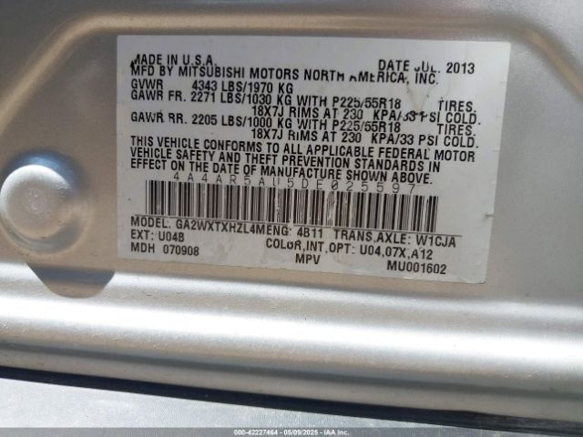 2013 MITSUBISHI OUTLANDER SPORT 4A4AR5AU5DE025597 Photo 8