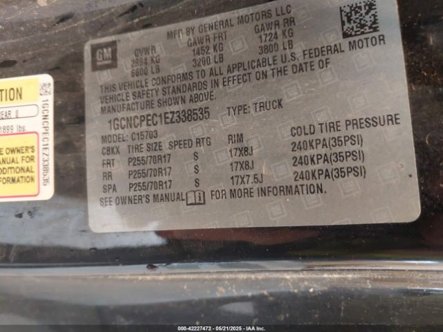 1GCNCPEC1EZ338535 Chevrolet Silverado 1500 Work Truck 1wt