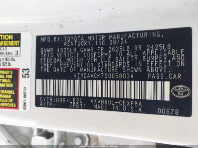 4T1DAACK7SU058034 Toyota CAMRY XSE