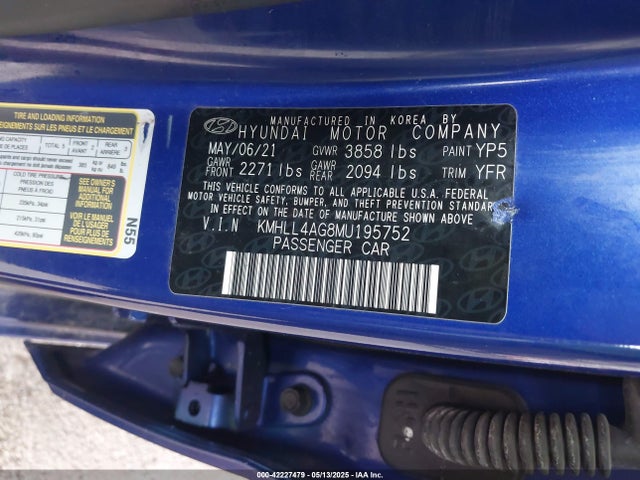 KMHLL4AG8MU195752 Hyundai ELANTRA SE