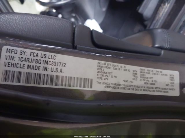1C4RJFBG1MC831772 Jeep Grand Cherokee Limited 4x4
