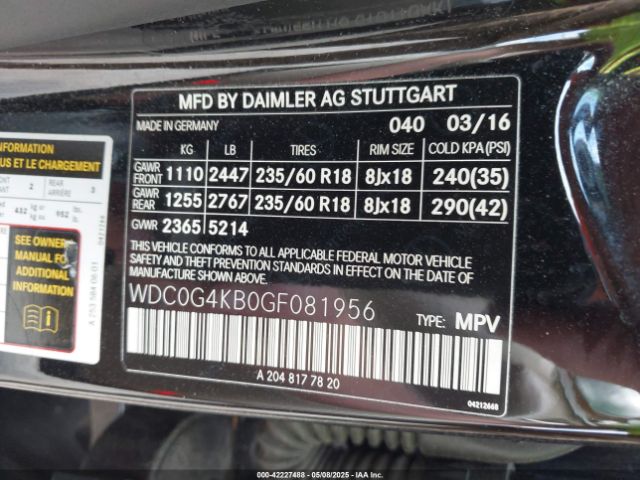 2016 MERCEDES-BENZ GLC 300 WDC0G4KB0GF081956 Photo 8