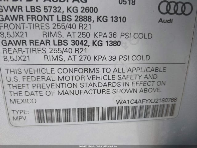 2018 AUDI SQ5 WA1C4AFYXJ2180768 Photo 8