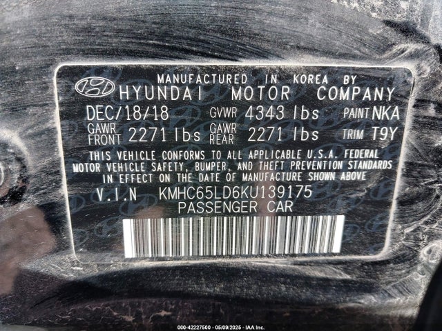 KMHC65LD6KU139175 Hyundai Ioniq