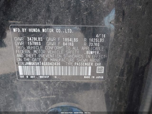 JHMGK5H74GX042436 Honda l15b1