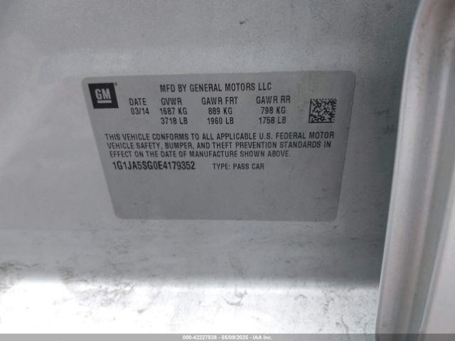 1G1JA5SG0E4179352 Chevrolet Sonic Ls Auto