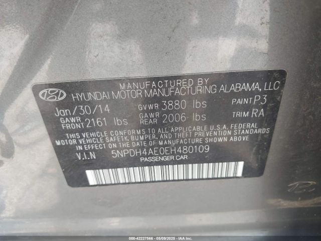 5NPDH4AE0EH480109 Hyundai ELANTRA SE