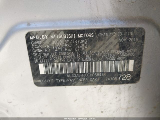 ML32A3HJ0FH058434 Mitsubishi MIRAGE DE