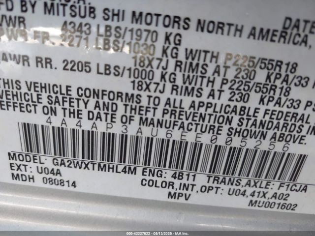 4A4AP3AU6EE005256 Mitsubishi Outlander Sport Es