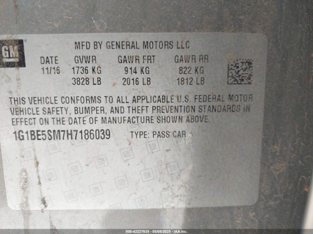 1G1BE5SM7H7186039 Chevrolet Cruze Lt Auto
