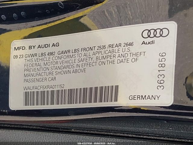 WAUFACF5XRA011152 Audi A5 Sportback Premium Plus 45 Tfsi Quattro S Tronic