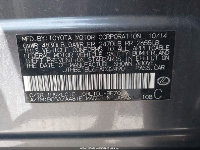 JTHBE1BL6FA002490 Lexus 2gr-fse