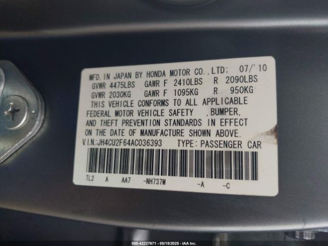 2010 ACURA TSX JH4CU2F64AC036393 Photo 8