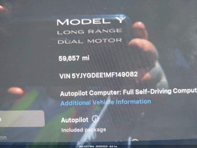 2021 TESLA MODEL Y 5YJYGDEE1MF149082 Photo 6