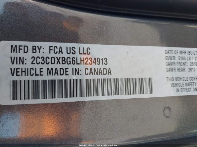 2C3CDXBG6LH234913 Dodge Charger Sxt Rwd