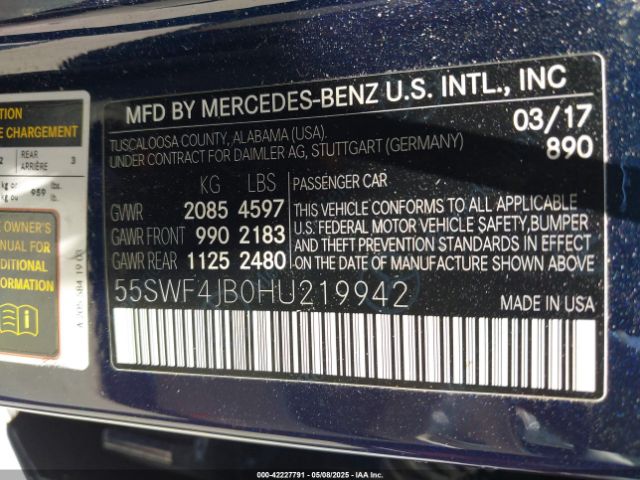 55SWF4JB0HU219942 Mercedes-Benz C 300 Luxury/sport