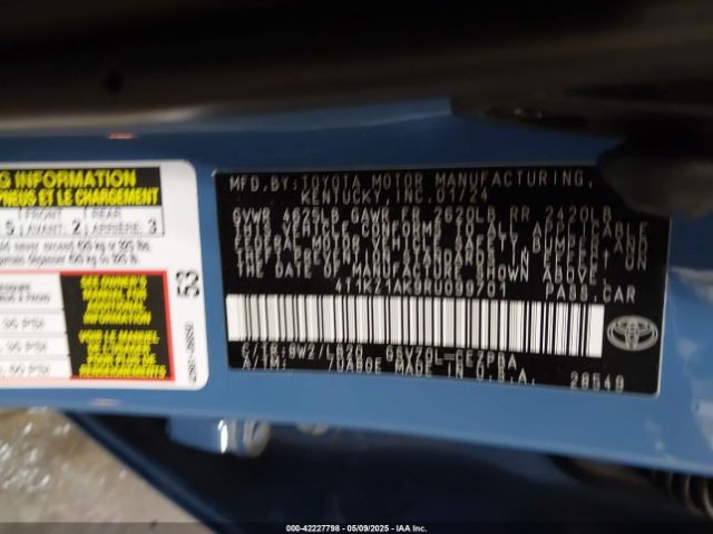 4T1KZ1AK9RU099701 Toyota Camry Xse V6