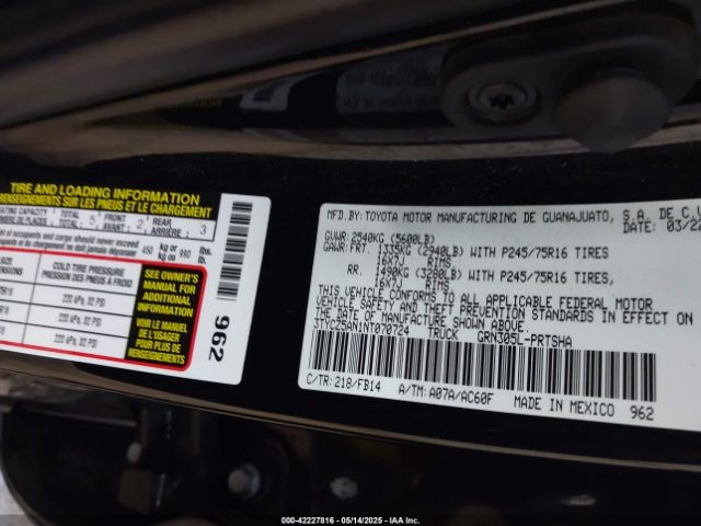 3TYCZ5AN1NT070724 Toyota Tacoma Sr V6