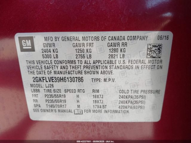 2GKFLVE39H6130786 GMC Terrain Denali