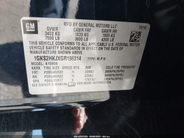 1GKS2HKJXGR198314 GMC l86 - sidi, vvt, afm, e85 max, alum