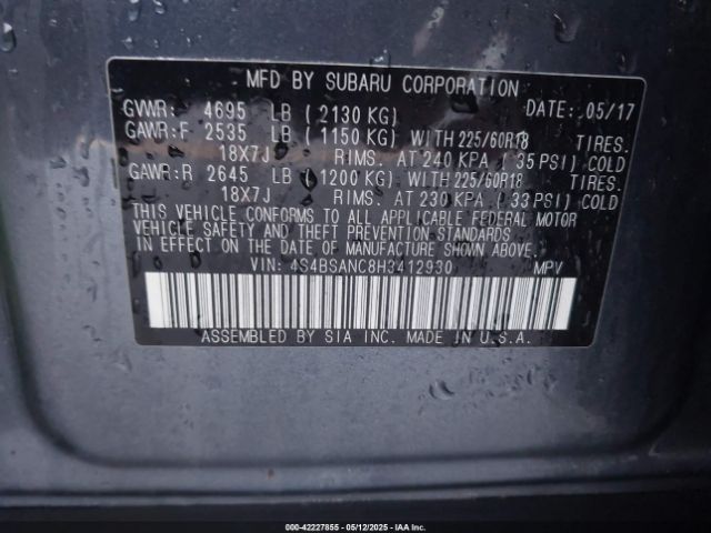 4S4BSANC8H3412930 Subaru Outback 2.5i Limited