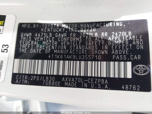 4T1K61AK9LU355710 Toyota a25a-fks