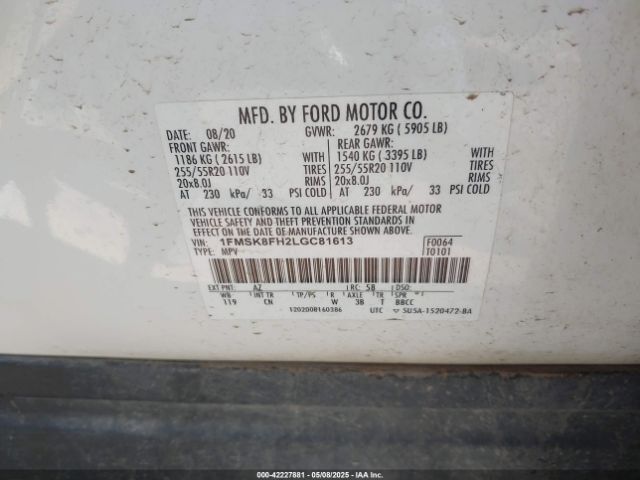 2020 FORD EXPLORER 1FMSK8FH2LGC81613 Photo 8