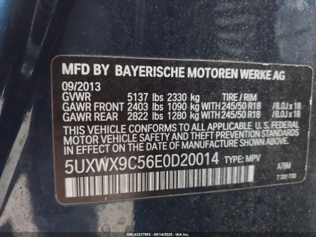 5UXWX9C56E0D20014 BMW X3 Xdrive28i