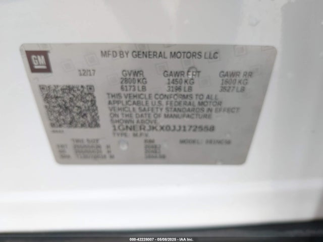 1GNERJKX0JJ172558 Chevrolet Ltg - Sidi, Alum Dohc, Vvt, Dcvcp