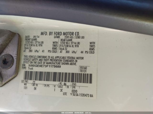 NM0GE9E73F1175689 Ford Transit Connect Xl