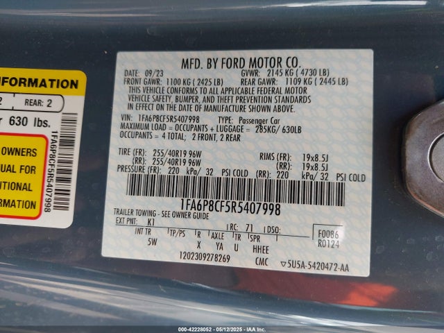 1FA6P8CF5R5407998 Ford Mustang Gt Premium Fastback