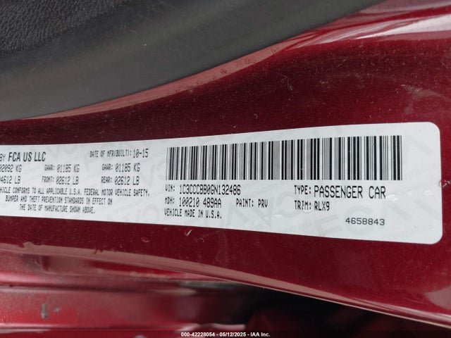 1C3CCCBB0GN132486 Chrysler 200 S