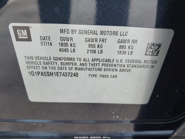1G1PA5SH1E7437248 Chevrolet Cruze Ls Auto