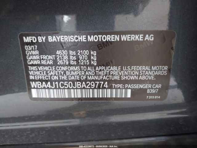 WBA4J1C50JBA29774 BMW 430i Gran Coupe