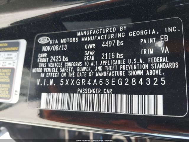 5XXGR4A63EG284325 KIA Optima Sxl Turbo
